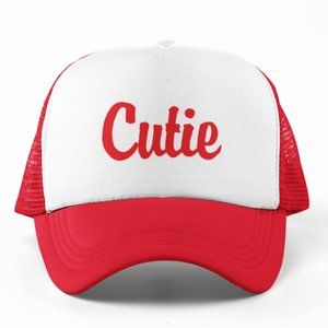 🆕Cutie Foam Trucker Hat Mesh Snapback Cap Red/White